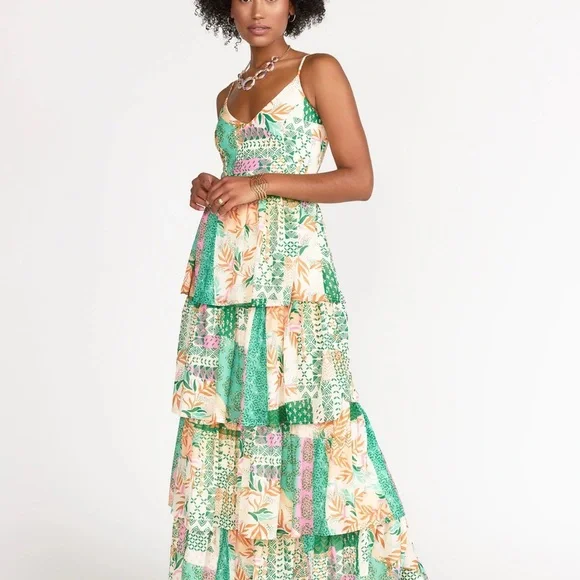 Flying Tomato | Dresses | Flying Tomato Green And Orange Ruffled Tiered  Maxi Dress | Poshmark
